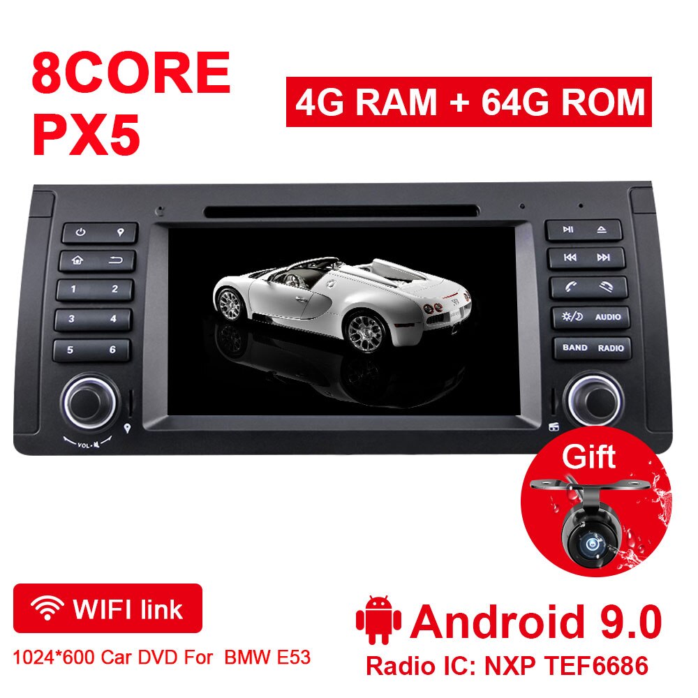 Eunavi 1 din Android 9 Car multimedia DVD Player For BMW E53 E39 X5 Multimedia Auto Radio Stereo 7'' Octa 8 core dsp 4G 64GB RDS