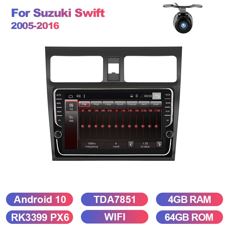 Eunavi 2 DIN Android 10 for SUZUKI SWIFT 2005-2016 2din Car Radio Stereo Multimedia video player GPS Navigation Headunit bt WIFI