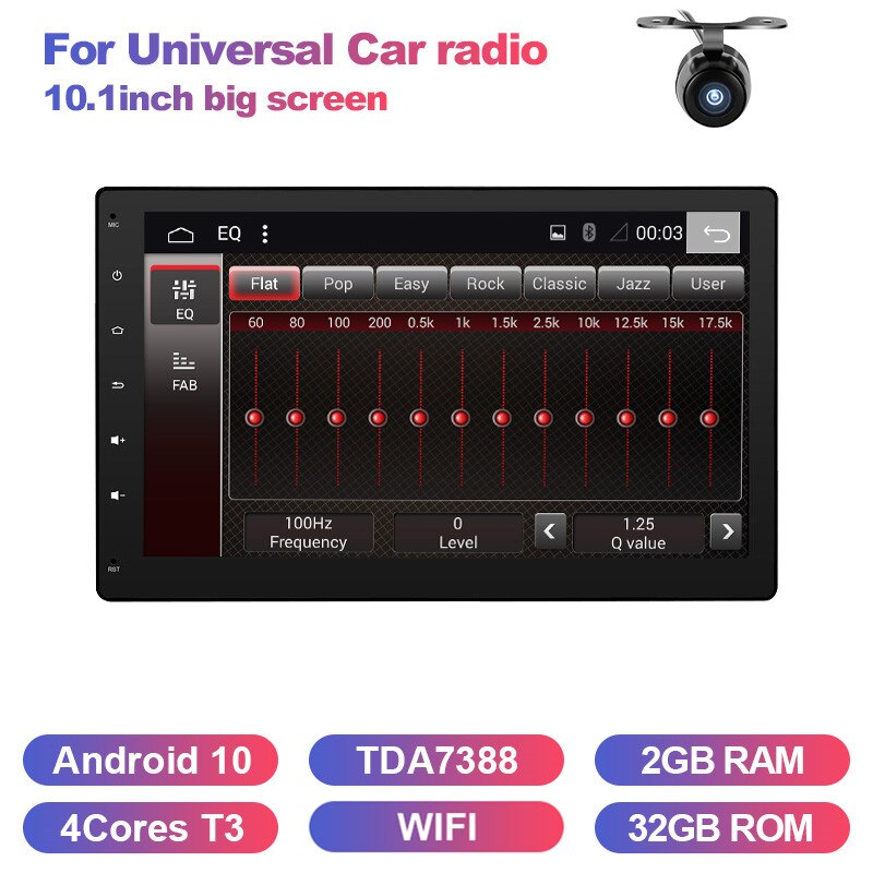 Eunavi 2 din Universal Android 10 Autoradio Stereo Multimedia Autoradio Player 1024 * 600 GPS Navigation Headunit TDA7851 RDS