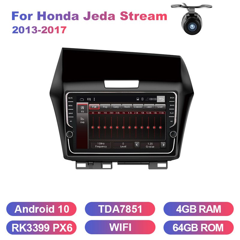 Eunavi 2 din car radio stereo multimedia GPS for Honda Jeda Stream 2013-2017 2din Android 10 headunit TDA7851 Subwoofer USB