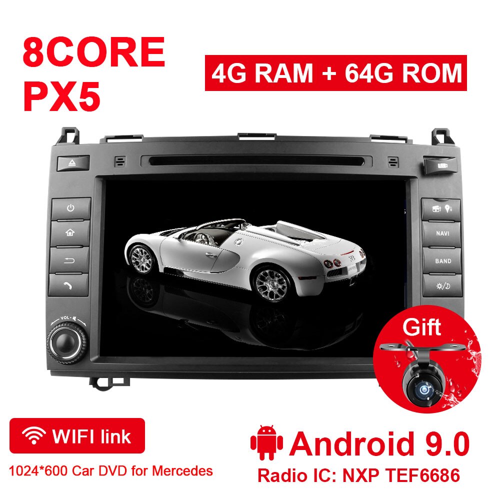 Eunavi 2 Din Android 9 Car multimedia DVD Radio GPS For Mercedes/Benz C Class W203 2004-2007 C200 C230 C240 C320 C350 CLK W209