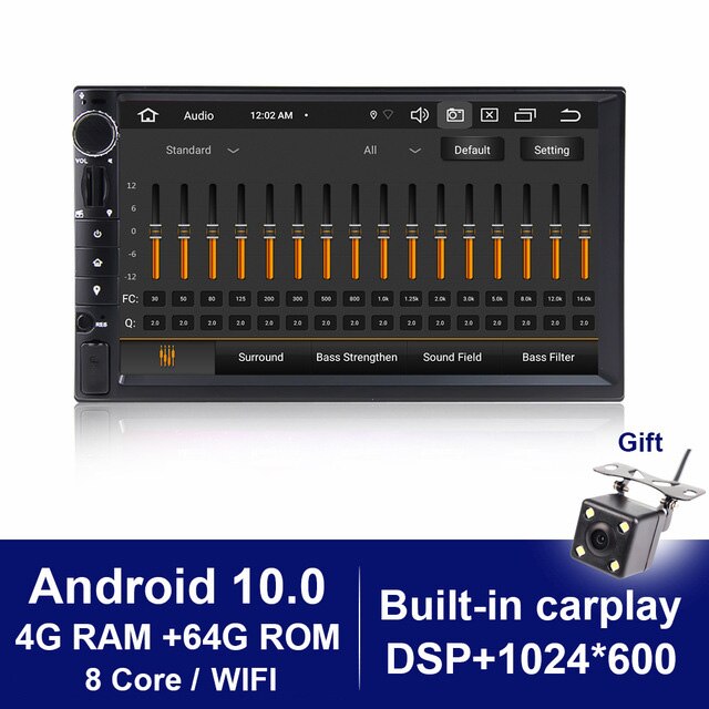 Eunavi DSP 2 Din Android Autoradio Multimedia Player 4G 64GB Universal Autoradio Stereo Audio HD Bildschirm GPS Navigation KEINE DVD