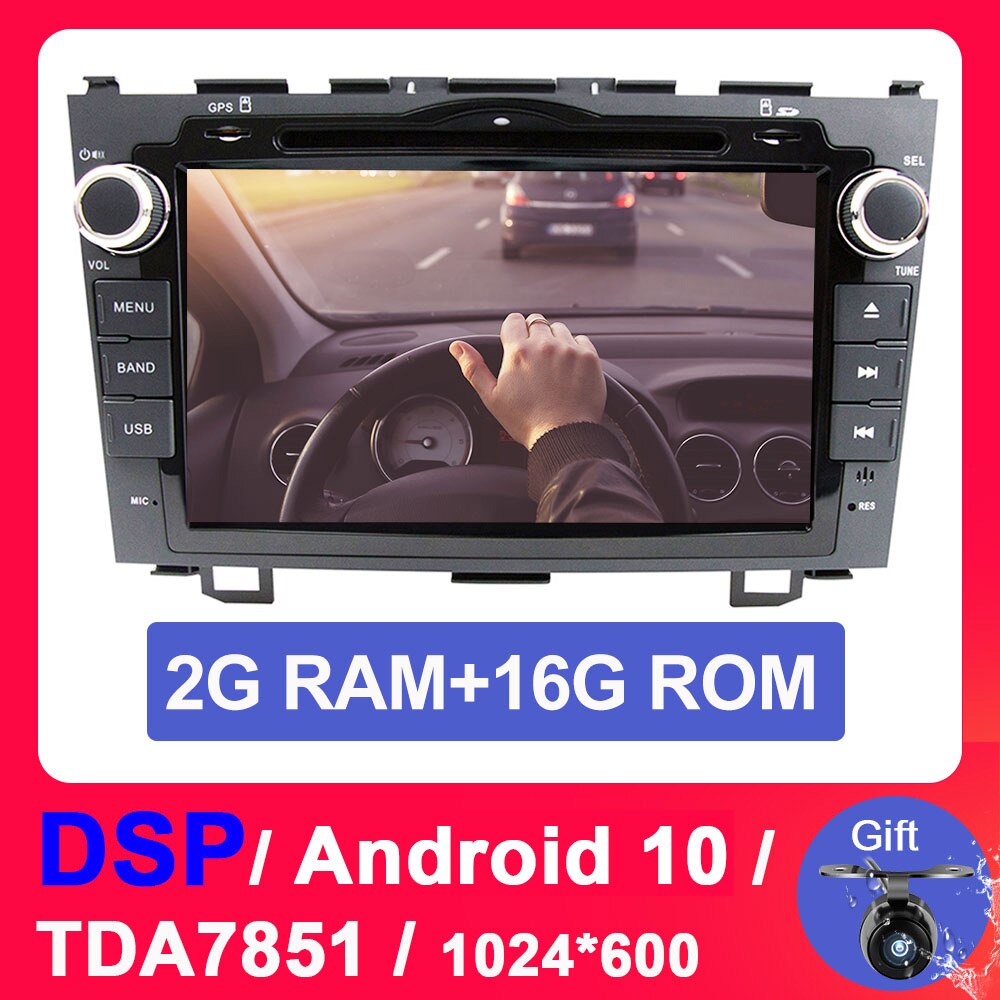 Eunavi 2 Din Android 10 Auto-DVD-Player Für Honda CRV 2006 2007 2008 2009 2010 2011 Autoradio Stereo 1024 * 600 HD TDA7851 DSP 4G