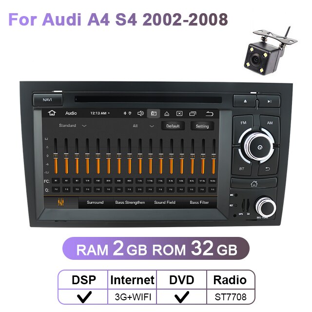 Eunavi 2 Din Car radio multimedia Player Automotivo For Audi A4 S4 2002-2008 2din stereo dvd cd gps navigation 4G 64GB Headunit