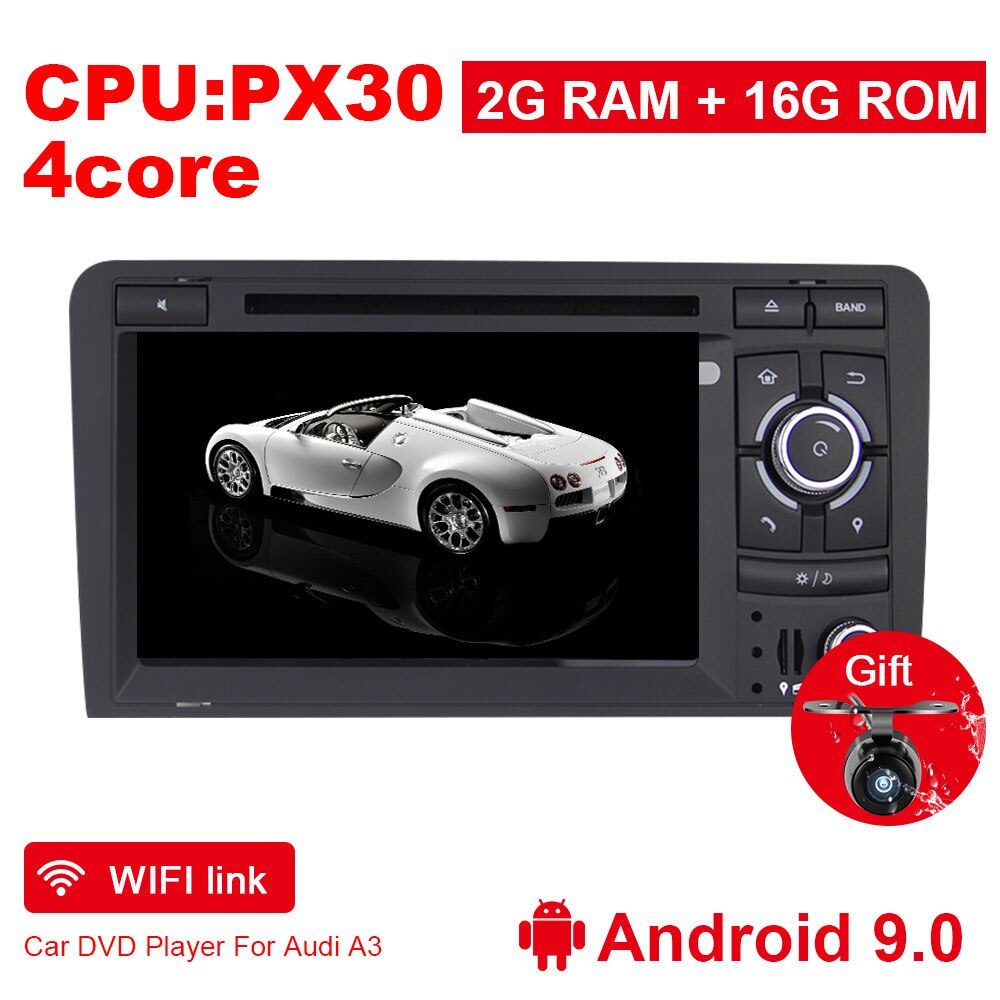 Eunavi 2 din Android 9 Car Multimedia dvd Player Autoradio Stereo For Audi A3 S3 Car Radio stereo 4G 64GB 1024*600 head unit DSP