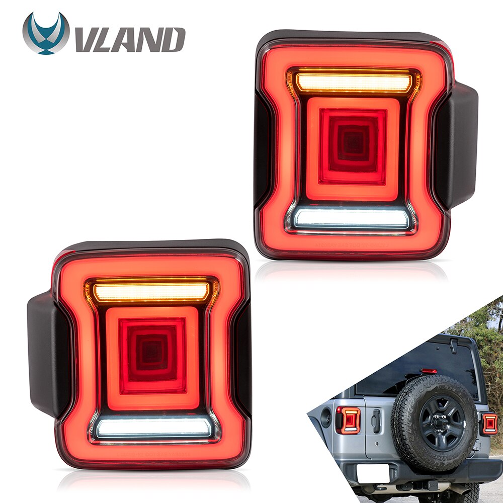 VLAND Car Accessories LED Tail Lights Assembly For Jeep Wrangler JL JLU 2018 2019 2020 Tail Lamp With Turn Signal Reverse Light