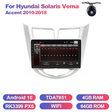 Cargar imagen en el visor de la galería, Eunavi 2 din android 10 car radio GPS for Hyundai Solaris Verna Accent 2010-2018 multimedia stereo navigation TDA7851 WIFI