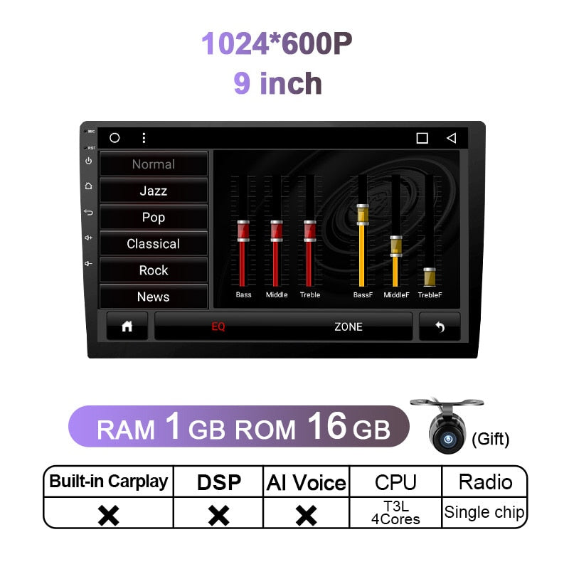 Eunavi 4G 2DIN Android 11 Car Radio Stereo Multimedia Video Player Universal Head unit DVD GPS 9inch 10.1inch QLED Screen 6+128G