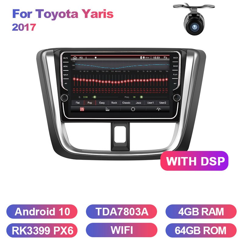 Eunavi 2 din car radio stereo multimedia for Toyota Yaris 2017 GPS Android 2din headunit TDA7851 RDS Subwoofer USB BT WIFI