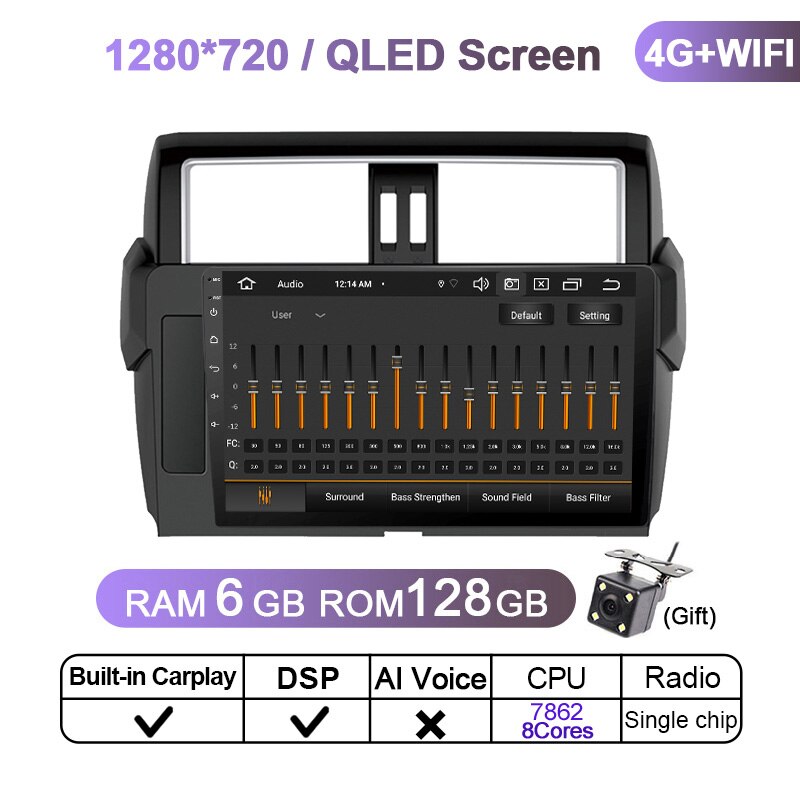 Eunavi 4G 2 Din Android 11 Car Radio Multimedia Video Player For Toyota Land Cruiser Prado 150 2013 - 2017 Head unit DVD GPS