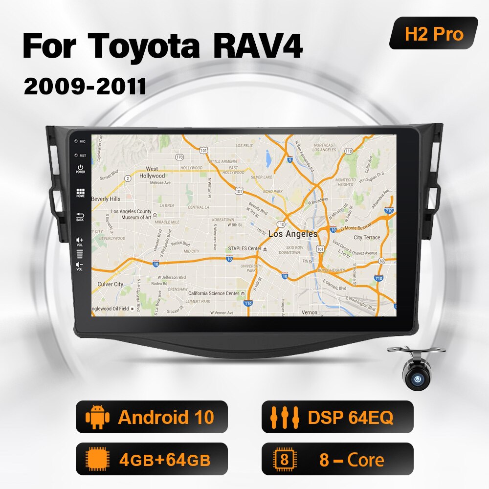 Eunavi Android Car Radio For Toyota RAV4 Rav 4 2007 2008 2009 2010 2011 Multimedia Player GPS Navigation 2din NO DVD DSP 4G 64GB