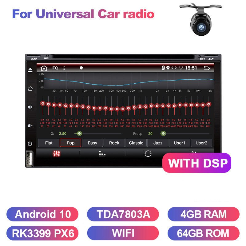 Eunavi Car Multimedia Player Universal For Nissan Android 10 2Din Auto Radio Touch screen GPS Navigation DVD Headunit WIFI RDS