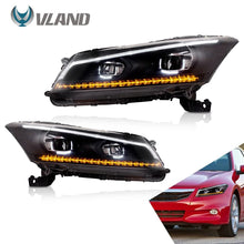 Charger l&#39;image dans la galerie, VLAND Headlamp Car Headlights Assembly for Honda Accord 2008-2012 Headlight LED DRL with moving turn signal Dual Beam Lens