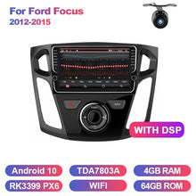 Load image into Gallery viewer, Eunavi 8 inch Android 10 2 Din Car Radio GPS Navigation Stereo For Ford Focus 2012-2015 WIFI 4G+64G RK3399 touch screen 1024*600