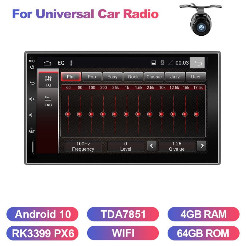 Eunavi Android 10 2 Din Car Radio Multimedia Video Player Universal 7'' HD Screen Audio Stereo Autoradio Navigation GPS NO DVD