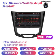 Cargar imagen en el visor de la galería, Eunavi 10.1&quot; Android 10 Car GPS Radio Player for Nissan X-Trail Qashqail 2014 -2017 with Octa Core 4GB+32GB Stereo Multimedia