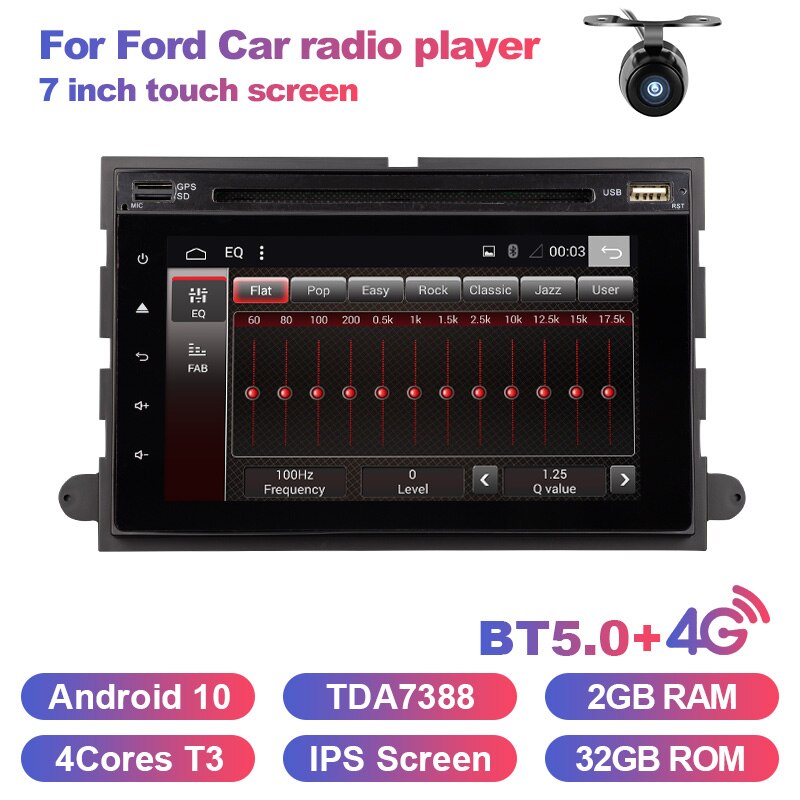 Eunavi Car DVD 2 din radio for Ford 500/F150/Explorer/Edge/Expedition/Mustang/fusion/Freestyle Android 10 stereo gps multimedia