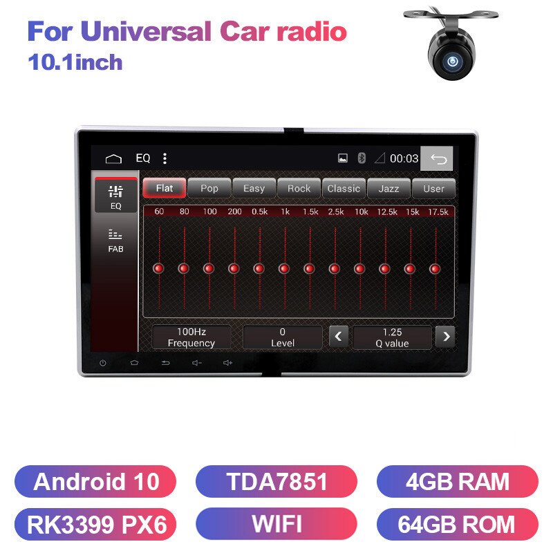 Eunavi 2Din 10.1 inch Universal Android 9 Car Radio DVD Stereo GPS Navigation 2 din Headunit multimedia 1024*600 TDA7851 RDS