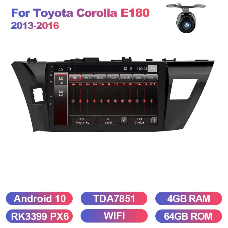 Eunavi Octa 8 core car radio for Toyota Corolla E180 2013-2016 multimedia car gps navigation PX6 WIFI 4G+64G android 10