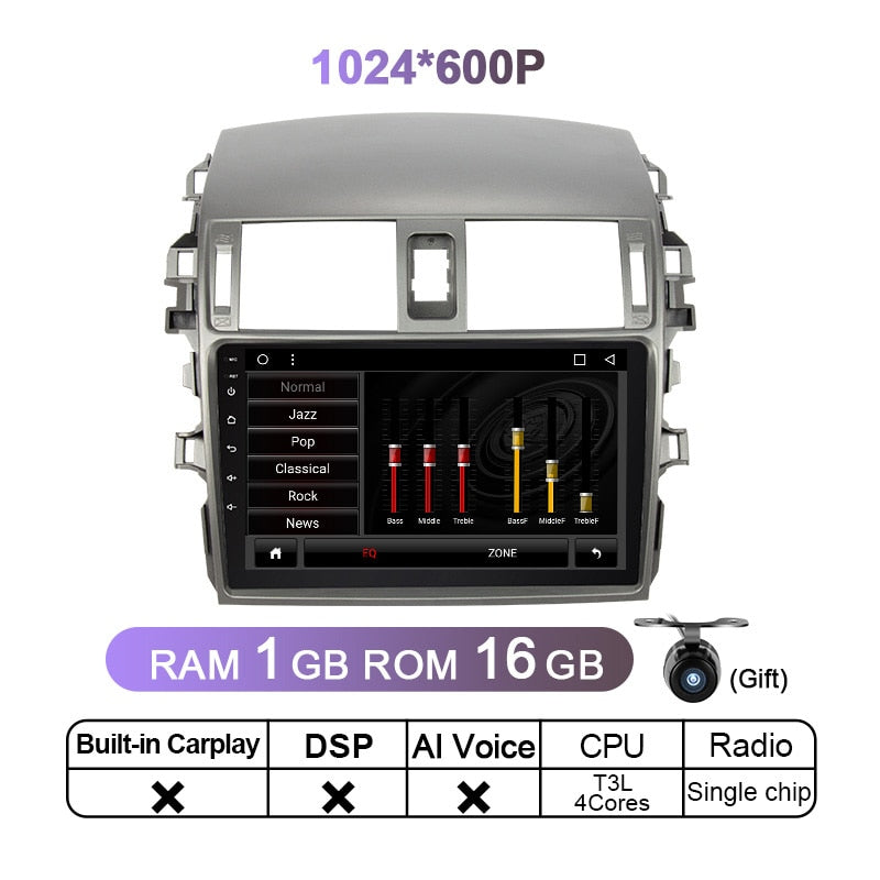 Eunavi 6GB 128GB Android 11 Car Radio Stereo For Toyota Corolla 2007 - 2011 Multimedia Video Player 2 Din Head unit 2Din DVD GPS