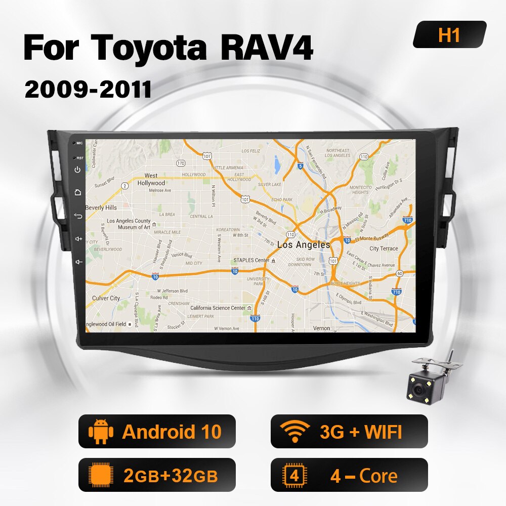 Eunavi Android Car Radio For Toyota RAV4 Rav 4 2007 2008 2009 2010 2011 Multimedia Player GPS Navigation 2din NO DVD DSP 4G 64GB