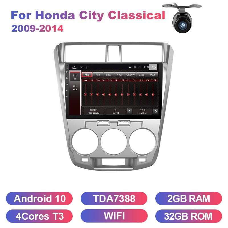 Eunavi 2 din car radio stereo multimedia for Honda City Classical 2009-2014 gps 2din Android 10 headunit Subwoofer USB