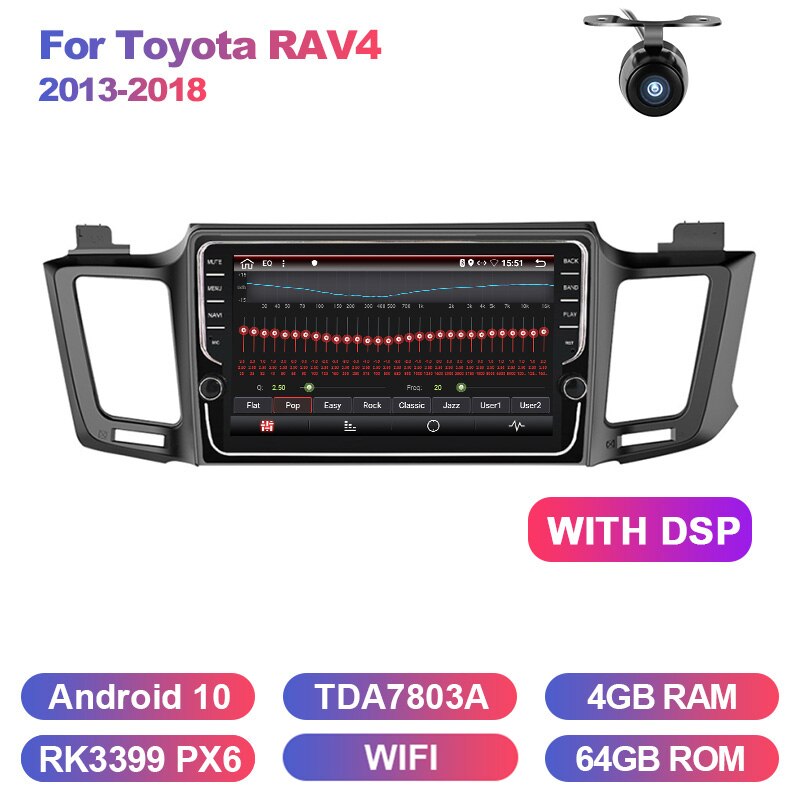 Eunavi Android Car Radio Multimedia Player For Toyota RAV4 RAV 4 2013-2018 Video Audio WiFi Navigation GPS touch screen 4G+64G