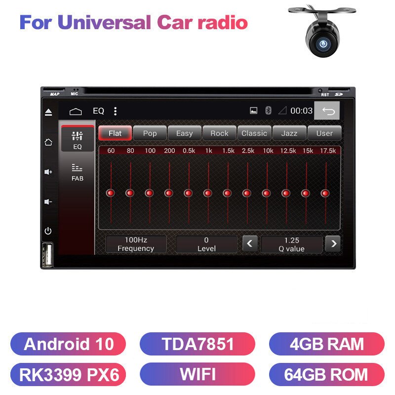 Eunavi Car Multimedia Player Universal For Nissan Android 10 2Din Auto Radio Touch screen GPS Navigation DVD Headunit WIFI RDS