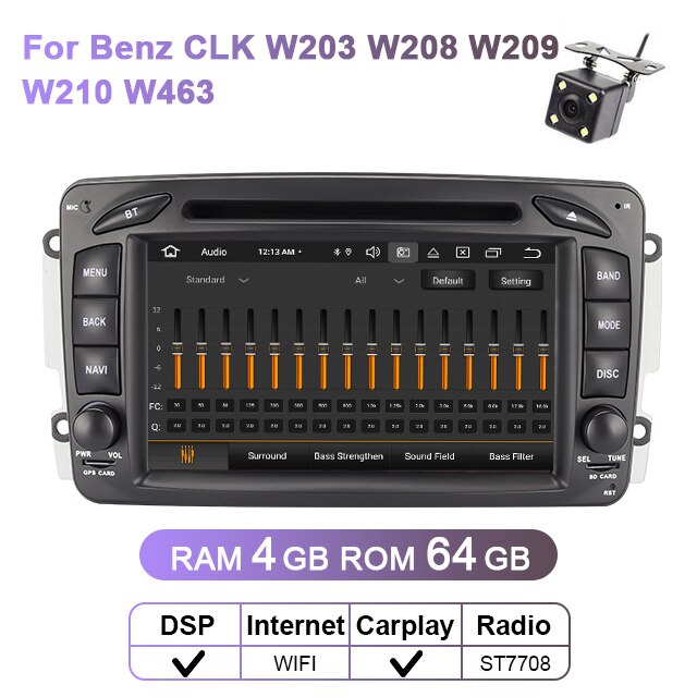 Eunavi 2 Din 7 ''Android 10 samochodowy odtwarzacz dvd dla Mercedes Benz CLK W203 W208 W209 W210 W463 Vito Viano 2din radio samochodowe stereo z dsp