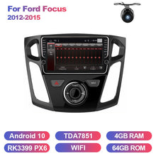 Load image into Gallery viewer, Eunavi 8 inch Android 10 2 Din Car Radio GPS Navigation Stereo For Ford Focus 2012-2015 WIFI 4G+64G RK3399 touch screen 1024*600