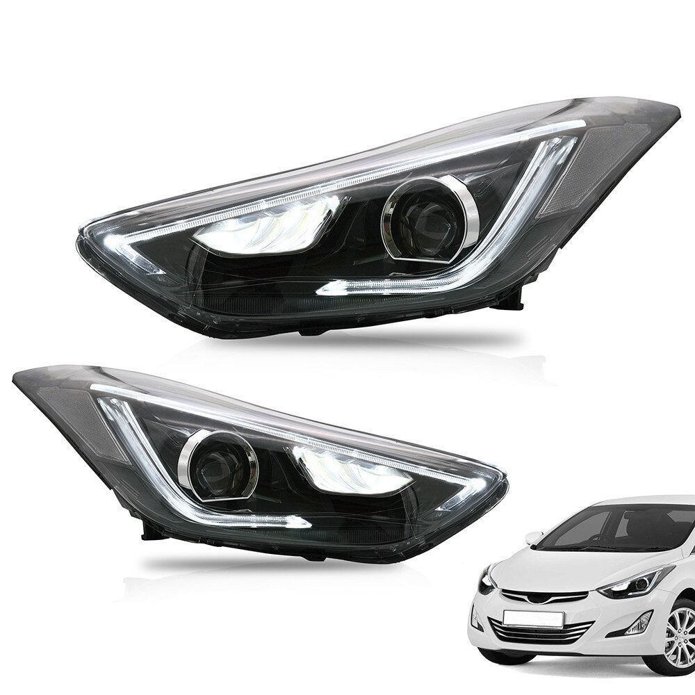 VLAND Headlamp Car Headlight Assembly for 2011-2016 Hyundai Elantra Coupe 2013-2014 Head light moving turn signal Dual Beam Lens