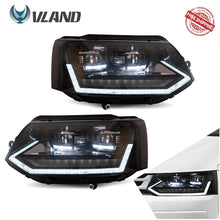 Laden Sie das Bild in den Galerie-Viewer, VLAND Car Lamp Assembly For Volkswagen Caravelle T5 Headlight 2011-2015 With Full LED Front Light Yellow Sequential Turn Signal