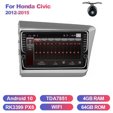 Load image into Gallery viewer, Eunavi 4G 64G Android 10 Car Radio Multimedia Video Player Navigation GPS For Honda Civic 2012-2015 2 din dvd raido PX6