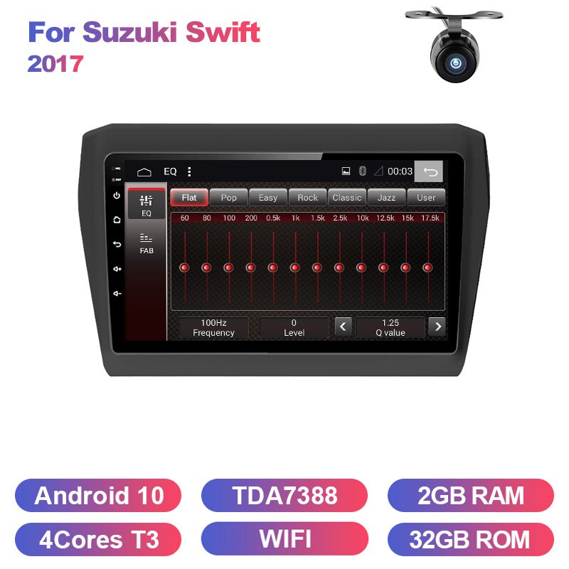 Eunavi 9'' 2 Din Car Radio Stereo for SUZUKI SWIFT 2017 Double 2DIN Multimedia GPS 8 CORES 4G 64GB TDA7851 Audio Android 10