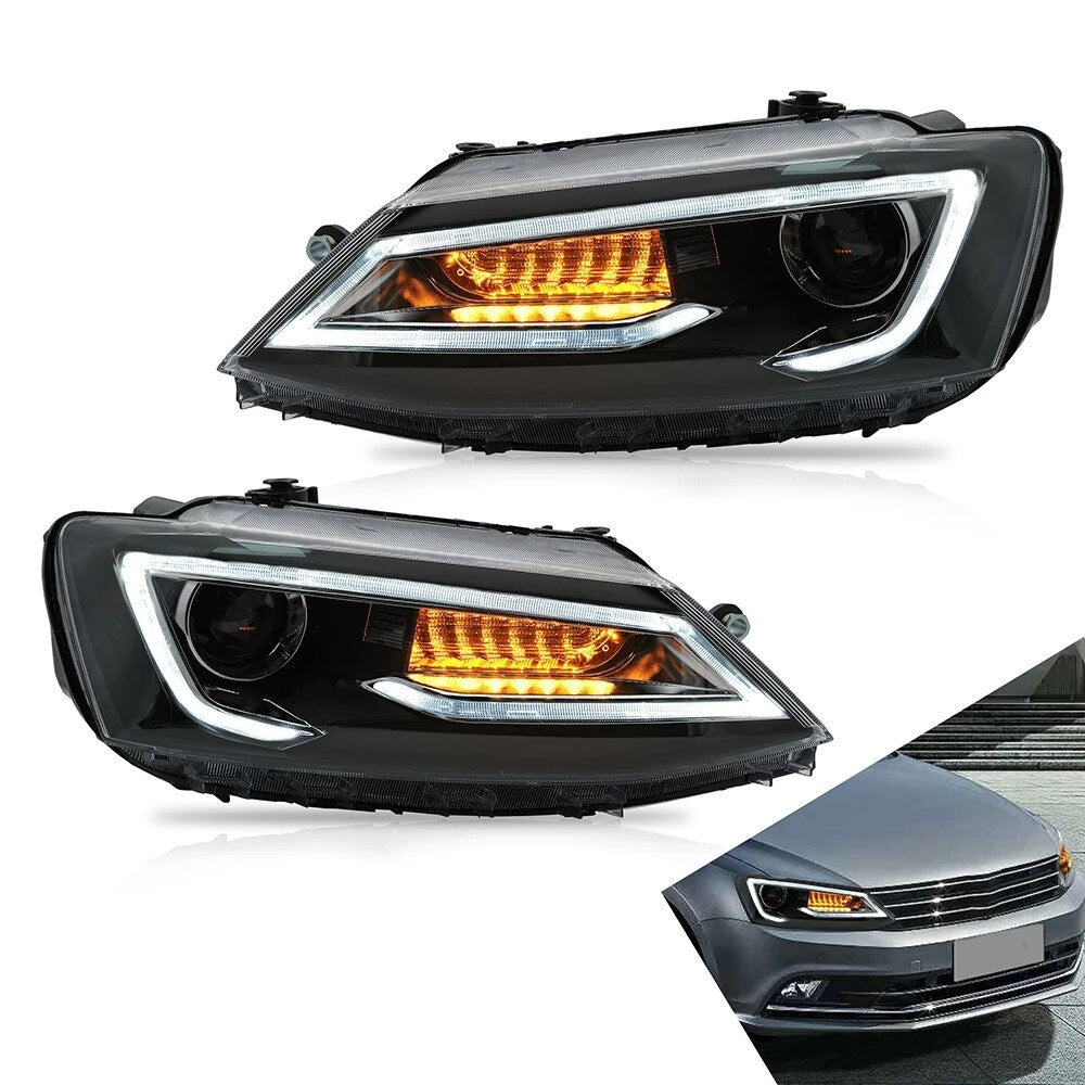 VLAND Headlamp Car Assembly Fit For Volkswagen JETTA 2011-2019 Headlight Full LED Headlamp With DRL Sequential Turn Signal