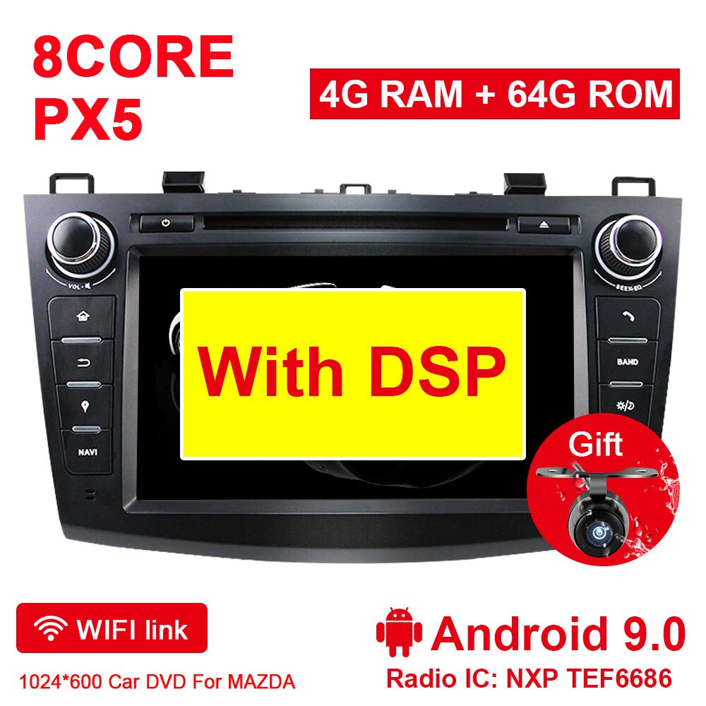 Eunavi Android 9 Car DVD for MAZDA 3 2007-2012 2 din Multimedia radio stereo player gps navigation 1024*600 HD dsp Octa core