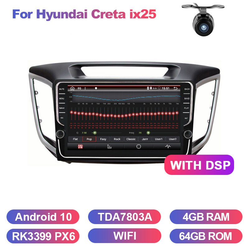 Eunavi 2din android 10 car radio gps for Hyundai Creta ix25 stereo multimedia navigation 2 DIN autoradio in dash head unit