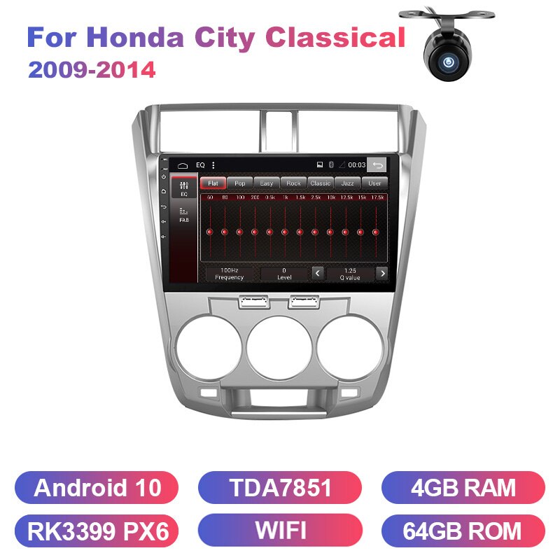 Eunavi 2 din car radio stereo multimedia for Honda City Classical 2009-2014 gps 2din Android 10 headunit Subwoofer USB