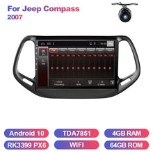 Załaduj zdjęcie do przeglądarki galerii, Eunavi car radio stereo multimedia player for Jeep Compass 2017 2 din headunit Android 10 system GPS TDA7851 Subwoofer USB