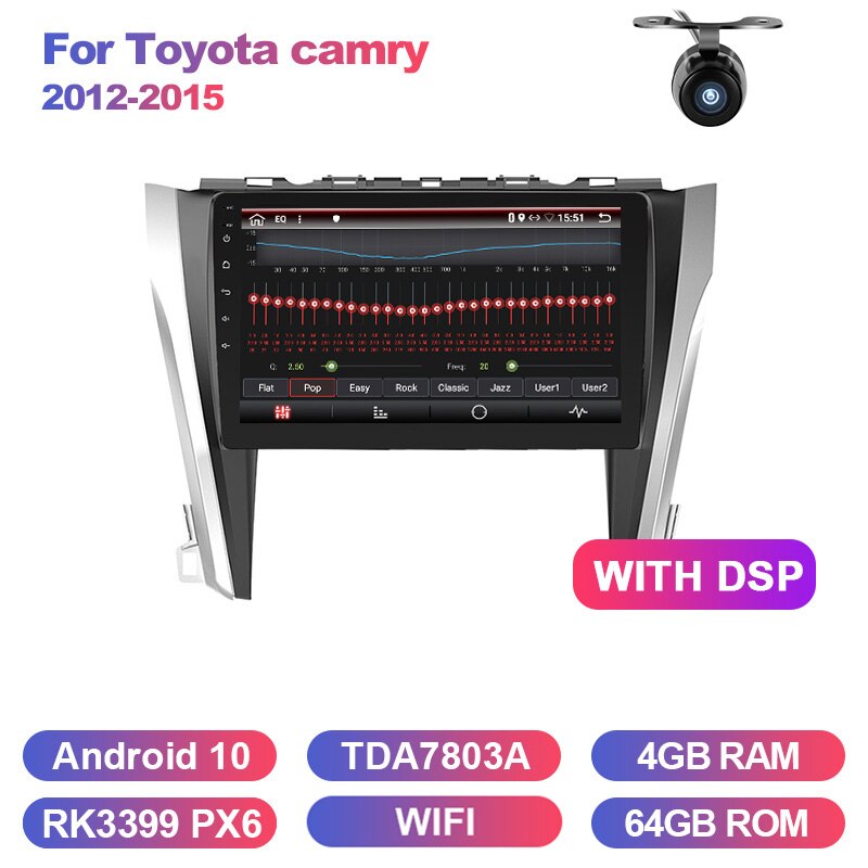Eunavi android 10 car radio gps multimedia player For Toyota Camry 2012-2015 navigation radio video audio wifi touch screen BT