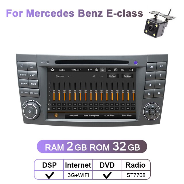 Eunavi DSP 2 DIN 2GB 32GB Car DVD GPS Radio Auto For Mercedes Benz E-class W211 E200 E220 E300 E350 E240 E280 CLS CLASS W219