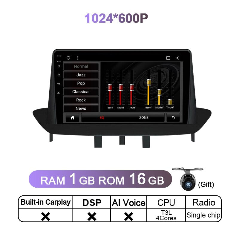 Eunavi 4G Car Radio Multimedia Video Player For Renault Megane 3 Fluence 2018 - 2014 Android Auto Car Stereo Audio GPS 2Din dvd