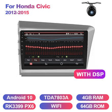 Cargar imagen en el visor de la galería, Eunavi Car Radio Multimedia Video Player Navigation GPS For Honda Civic 2012-2015 2 din dvd raido PX6 4G+64G Android 10