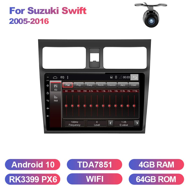 Eunavi 2 DIN Android 10 for SUZUKI SWIFT 2005-2016 2din Car Radio Stereo Multimedia video player GPS Navigation Headunit bt WIFI