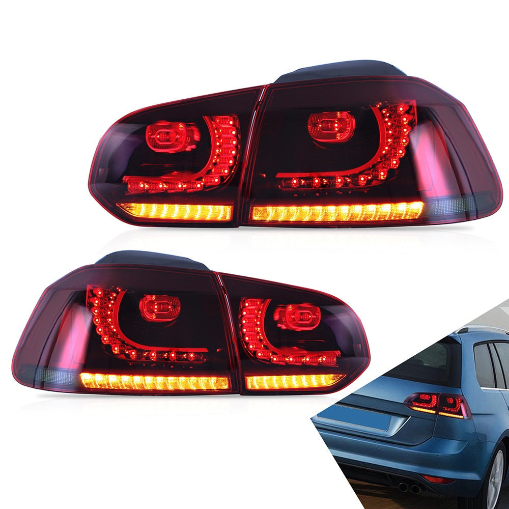 VLAND Car Accessories LED Tail Lights Assembly For 2008-2013 Volkswagen GOLF 6 MK6 GTI 2012-2013 Golf R Tail Lamp Full LED DRL