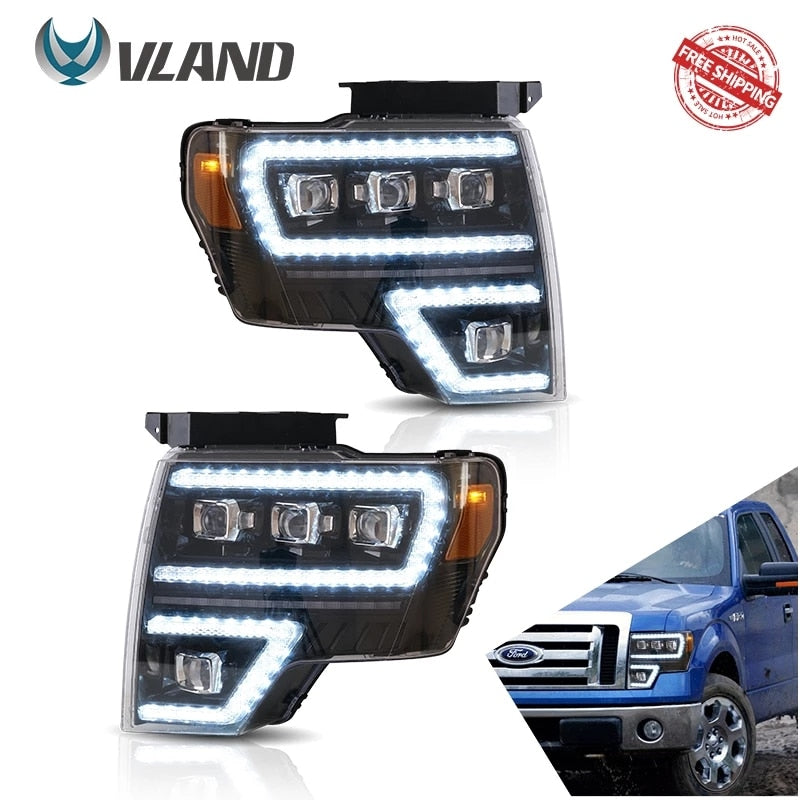 Zespół lampy samochodowej Vland dla Ford F-150 2009-2014 reflektory z animacją uruchamiania DRL Raptor lampa przednia pełna projektor led