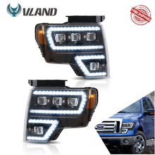 Załaduj zdjęcie do przeglądarki galerii, Zespół lampy samochodowej Vland dla Ford F-150 2009-2014 reflektory z animacją uruchamiania DRL Raptor lampa przednia pełna projektor led