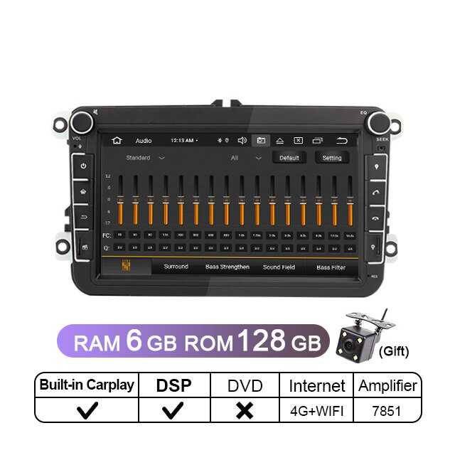 Eunavi 2 Din Android 10 Car Radio Multimedia Video Player For VW Golf 7 Polo Passat b7 b6 Jetta Seat Tiguan Octavia 2Din GPS DVD