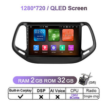 Laden Sie das Bild in den Galerie-Viewer, Eunavi Car Radio GPS For Jeep Compass 2017 2018 2019 Android 11 4G DSP 8Core 2 Din Carplay 128G Multimedia Player Navigation DVD