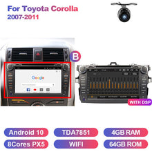 Charger l&#39;image dans la galerie, Eunavi 2 Din Android 10 Car DVD For Toyota Corolla 2006 - 2013 Multimedia Video Player 4G 64G DSP GPS Navi car radio stereo 2din